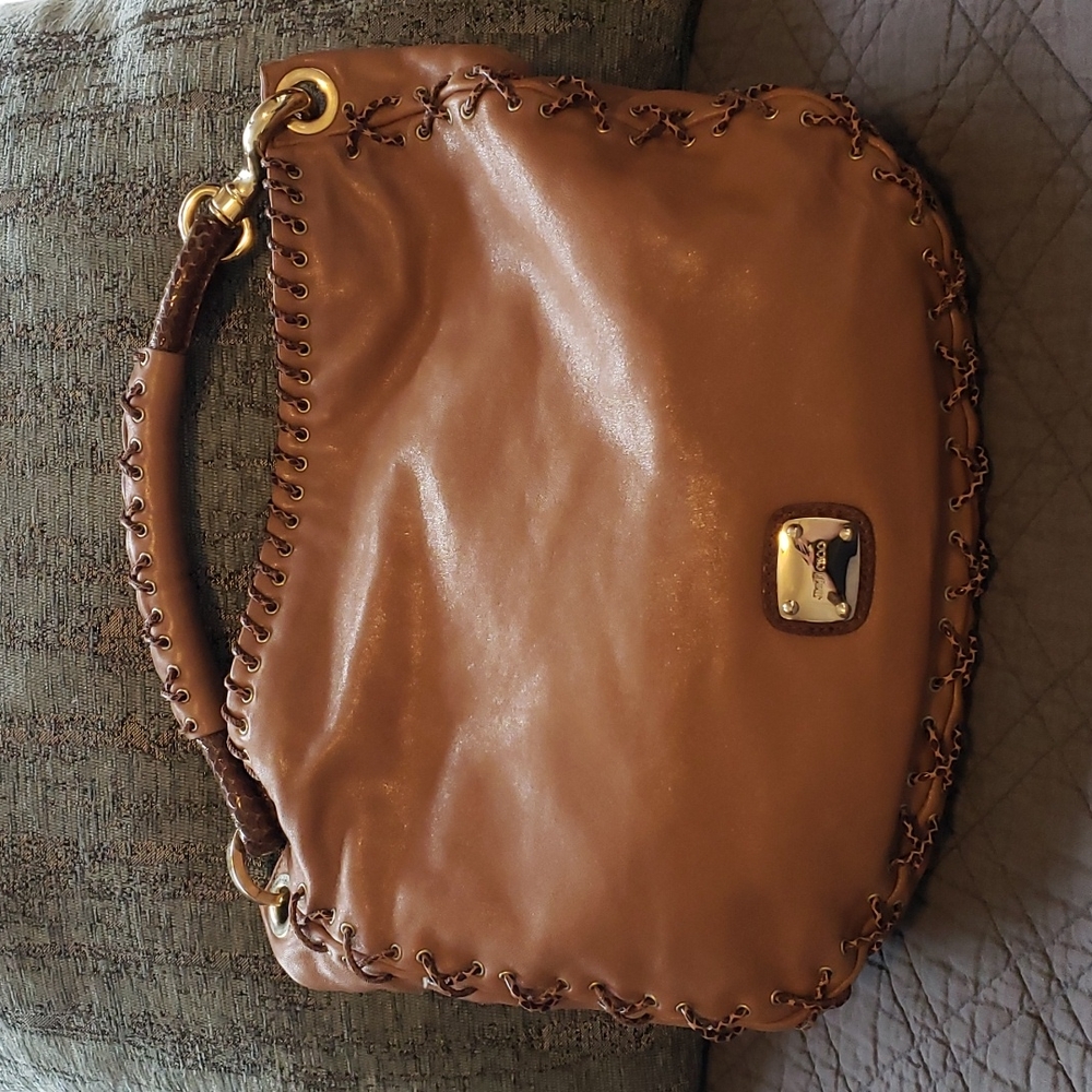 Jimmy Choo Skys New Camel Hobo Handbag with snake accents gold hardware NWT
